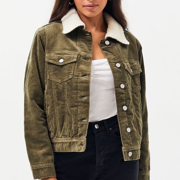 Pacsun Green Corduroy Sherpa Jacket 